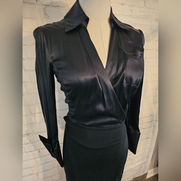 Diane Von Furstenberg DVF Vintage Wool & Silk Wrap Dress | Black | Size 2 | EUC - Picture 2 of 10